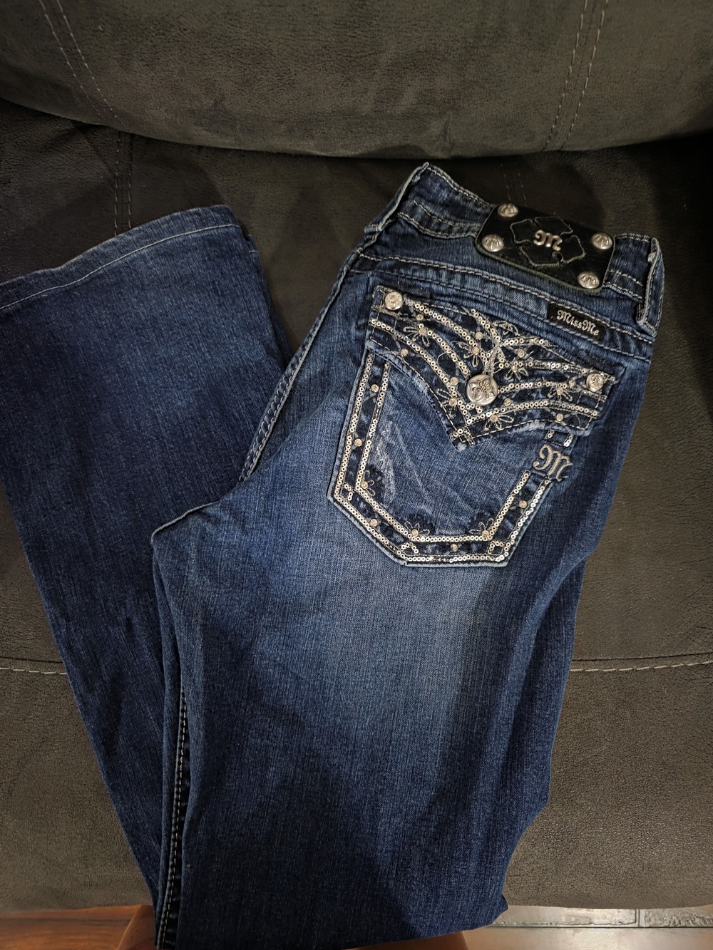 Miss Me Dark Blue Embellished Pocket Women's Jeans